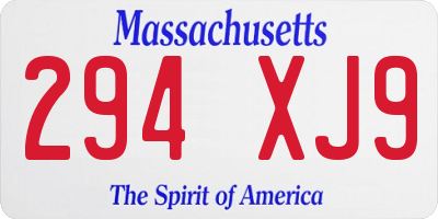 MA license plate 294XJ9