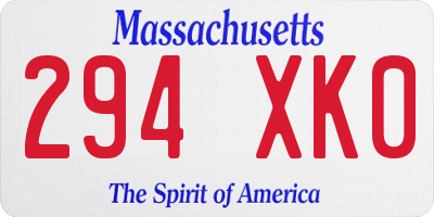 MA license plate 294XK0