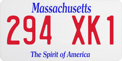 MA license plate 294XK1