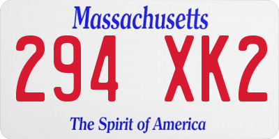 MA license plate 294XK2