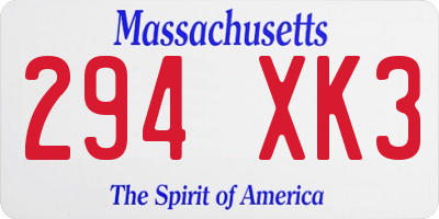 MA license plate 294XK3