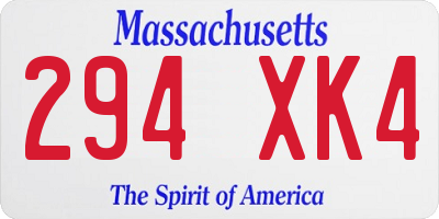 MA license plate 294XK4
