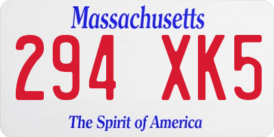MA license plate 294XK5