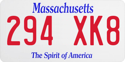 MA license plate 294XK8