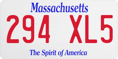 MA license plate 294XL5
