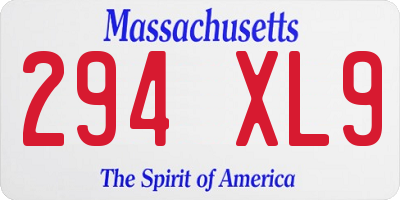 MA license plate 294XL9