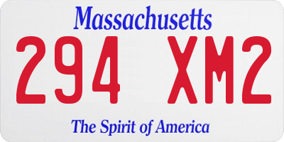 MA license plate 294XM2