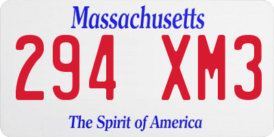 MA license plate 294XM3