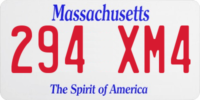 MA license plate 294XM4