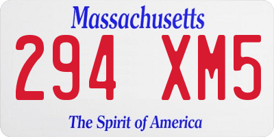 MA license plate 294XM5