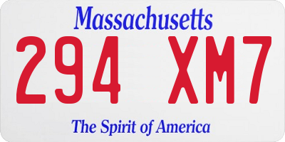 MA license plate 294XM7