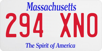 MA license plate 294XN0