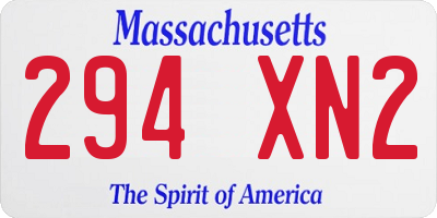 MA license plate 294XN2