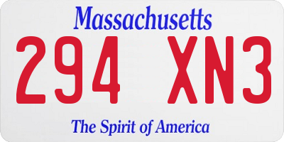 MA license plate 294XN3