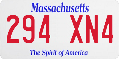 MA license plate 294XN4