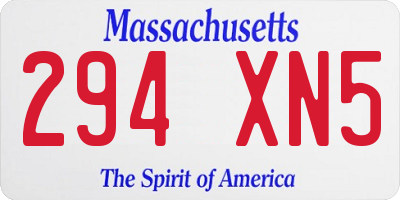 MA license plate 294XN5