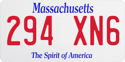 MA license plate 294XN6