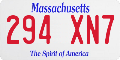 MA license plate 294XN7