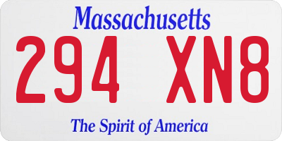 MA license plate 294XN8