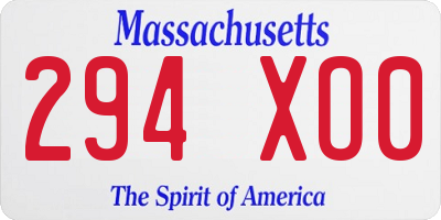 MA license plate 294XO0