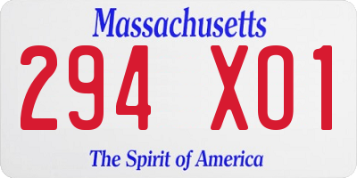 MA license plate 294XO1