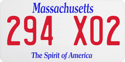 MA license plate 294XO2