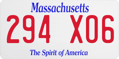 MA license plate 294XO6