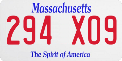 MA license plate 294XO9