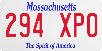 MA license plate 294XP0