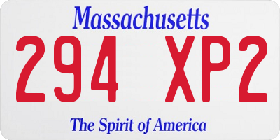 MA license plate 294XP2
