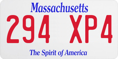 MA license plate 294XP4