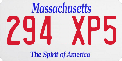 MA license plate 294XP5