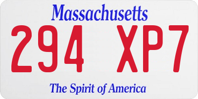 MA license plate 294XP7