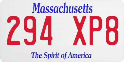 MA license plate 294XP8