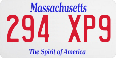 MA license plate 294XP9