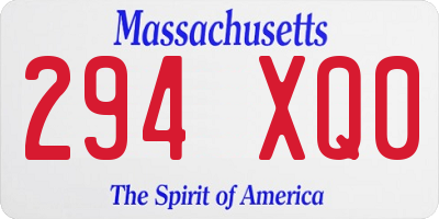 MA license plate 294XQ0