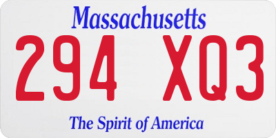 MA license plate 294XQ3