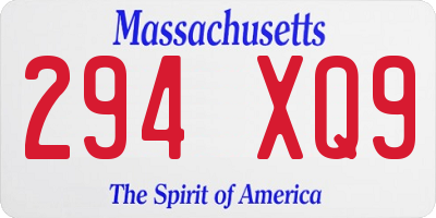 MA license plate 294XQ9