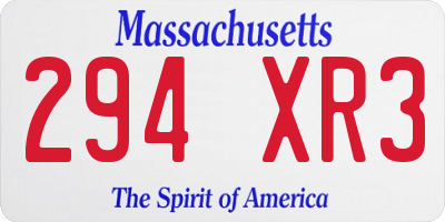 MA license plate 294XR3