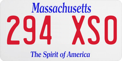 MA license plate 294XS0