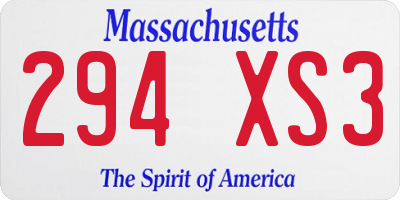 MA license plate 294XS3