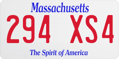 MA license plate 294XS4