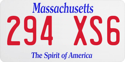 MA license plate 294XS6