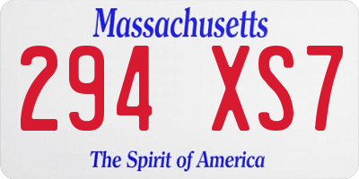 MA license plate 294XS7