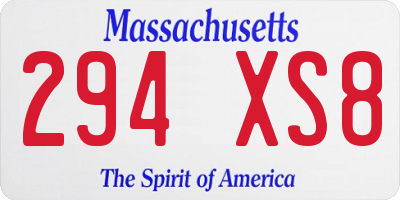 MA license plate 294XS8