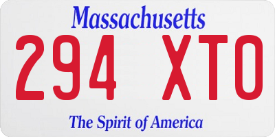 MA license plate 294XT0