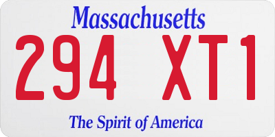 MA license plate 294XT1