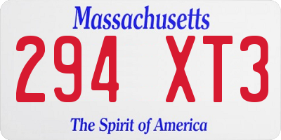 MA license plate 294XT3