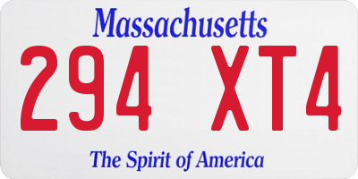 MA license plate 294XT4
