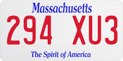 MA license plate 294XU3